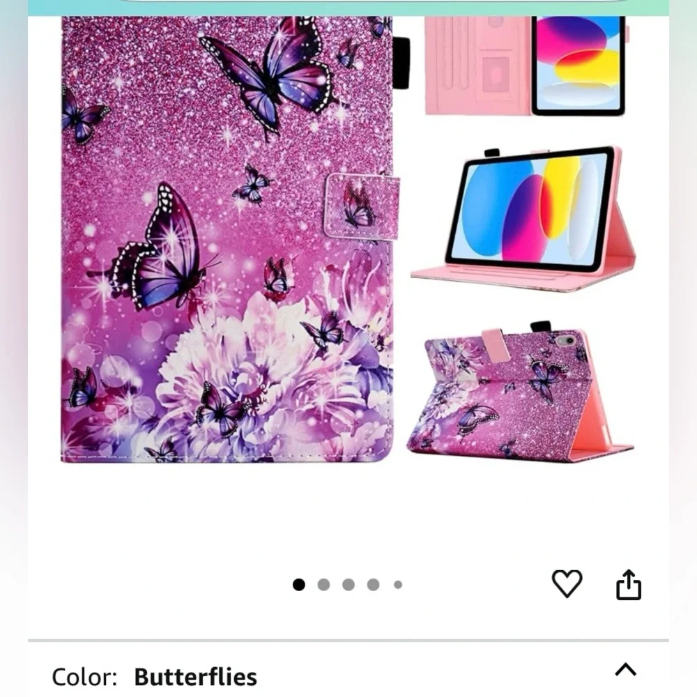 BYCeKe : Pink and Purple Butterfly Tablet Case for iPad 10th-11th generation